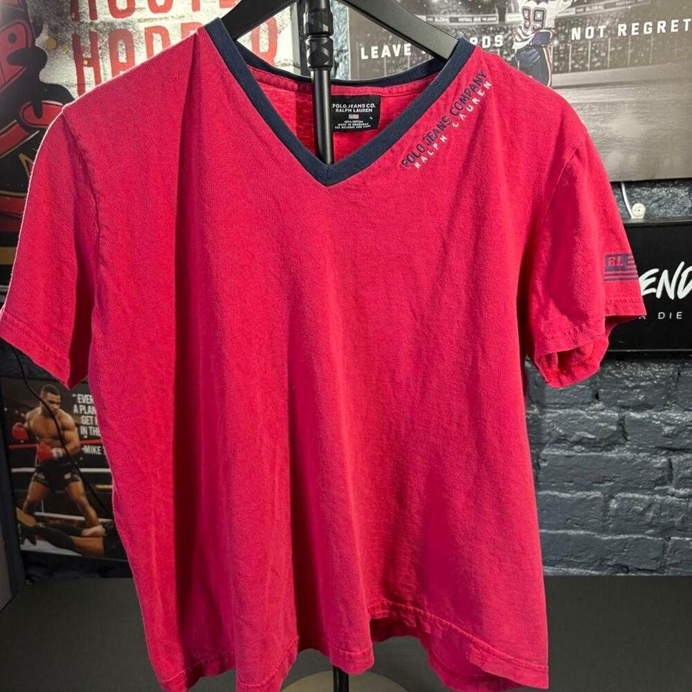 Polo Jeans Co. Ralph Lauren Red V-Neck Logo T-Shirt – Women's Large